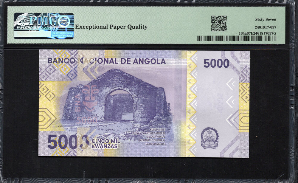 Angola - 5.000 Kwanzas 2020 - Pick # 164a - PMG 67 EPQ