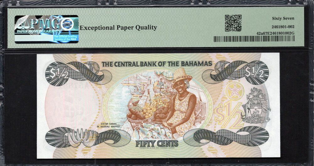 Bahamas - Half Dollar 1974 - Pick # 42a - PMG 67 EPQ