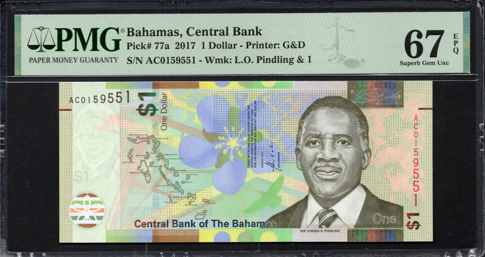 Bahamas - 1 Dollar 2017 - Pick # 77a - PMG 67 EPQ