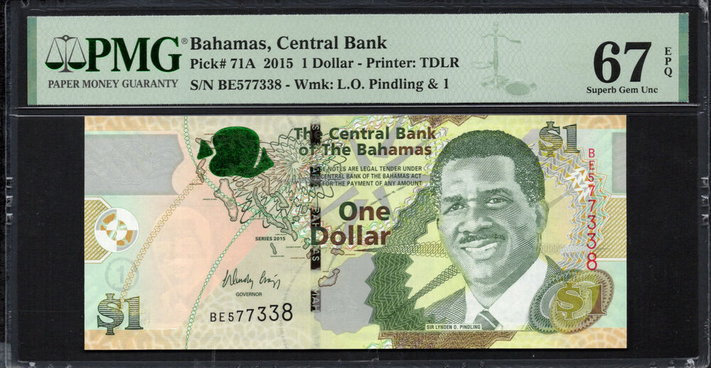Bahamas - 1 Dollar 2015 - Pick # 71A - PMG 67 EPQ