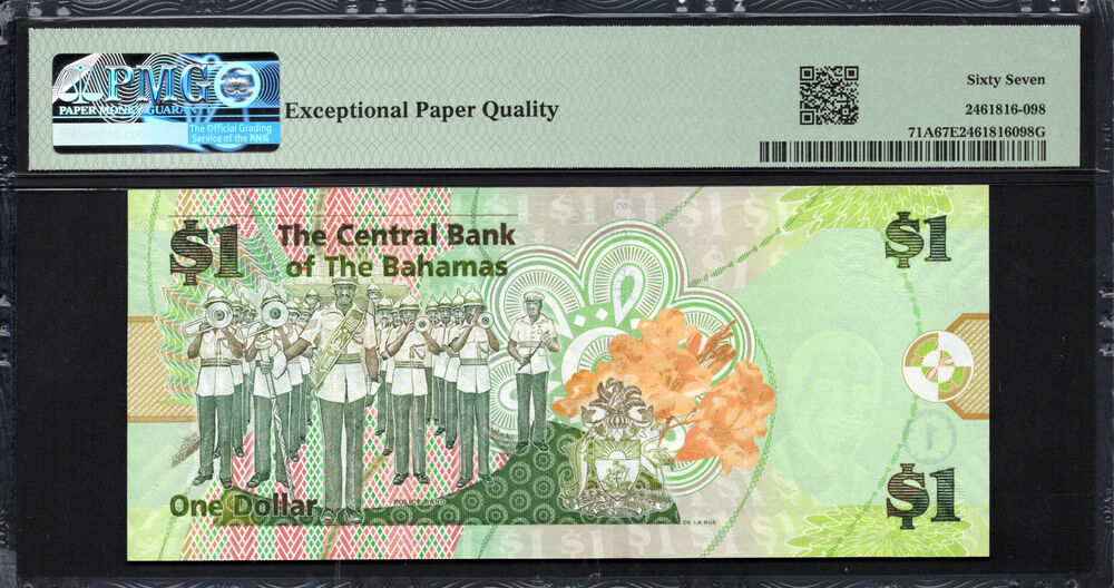 Bahamas - 1 Dollar 2015 - Pick # 71A - PMG 67 EPQ