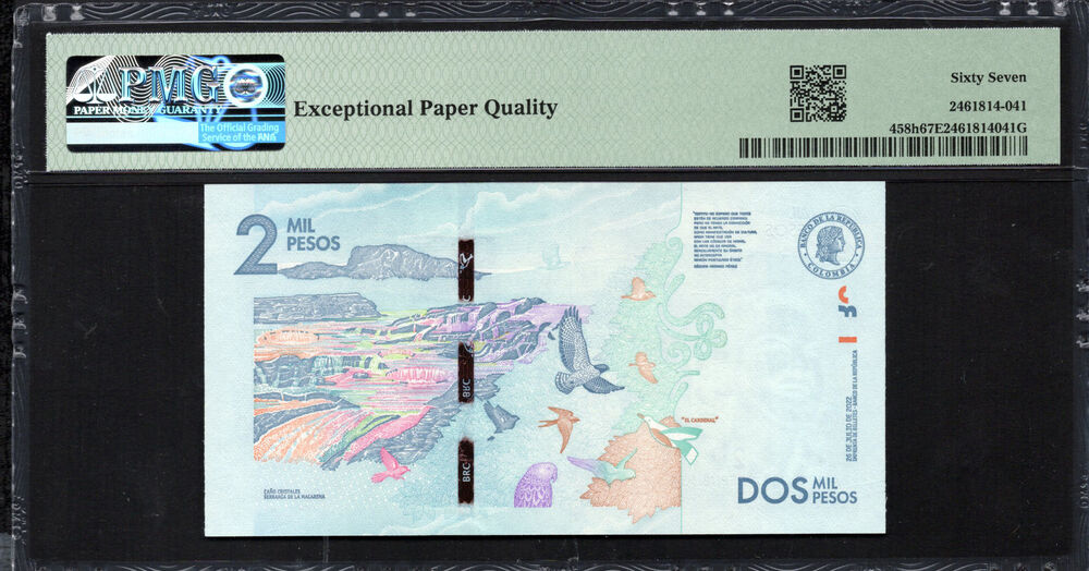 Colombia - 2.000 Pesos 2022 - Pick # 458h - PMG 67 EPQ