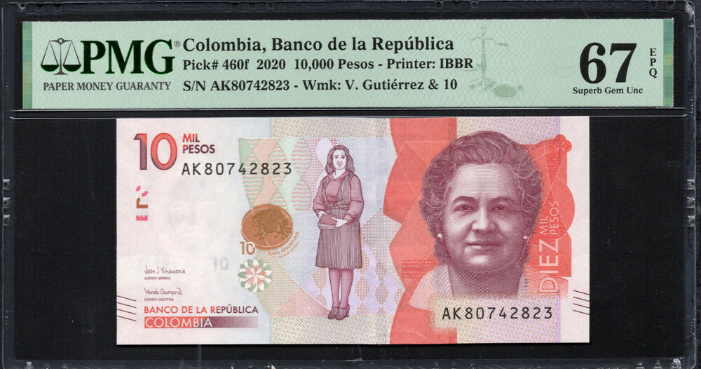Colombia - 10.000 Pesos 2020 - Pick # 460f - PMG 67 EPQ