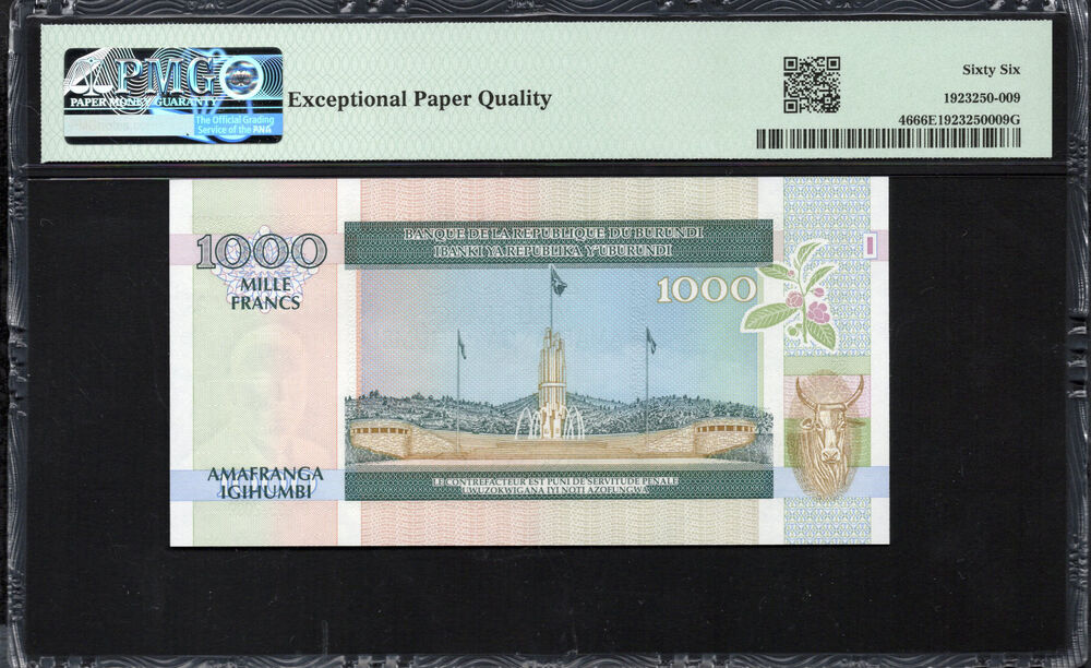 Burundi - 1.000 Francs 2009 - Pick # 46 - PMG 66 EPQ