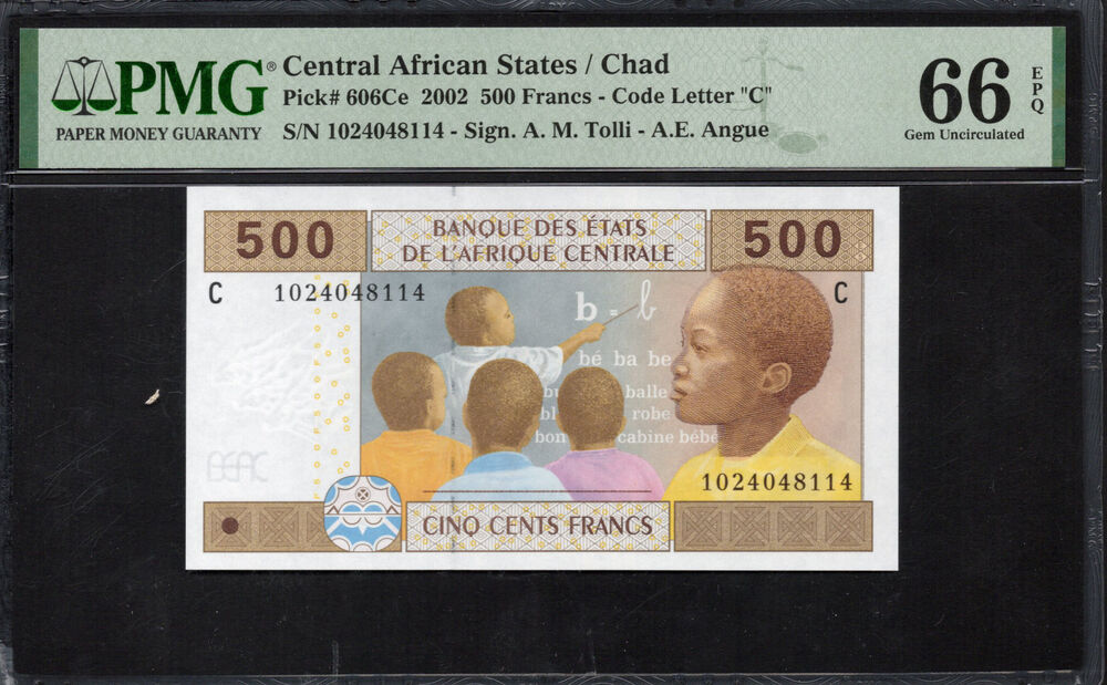 Chad - 500 Francs 2002 - Pick # 606Ce - PMG 66 EPQ