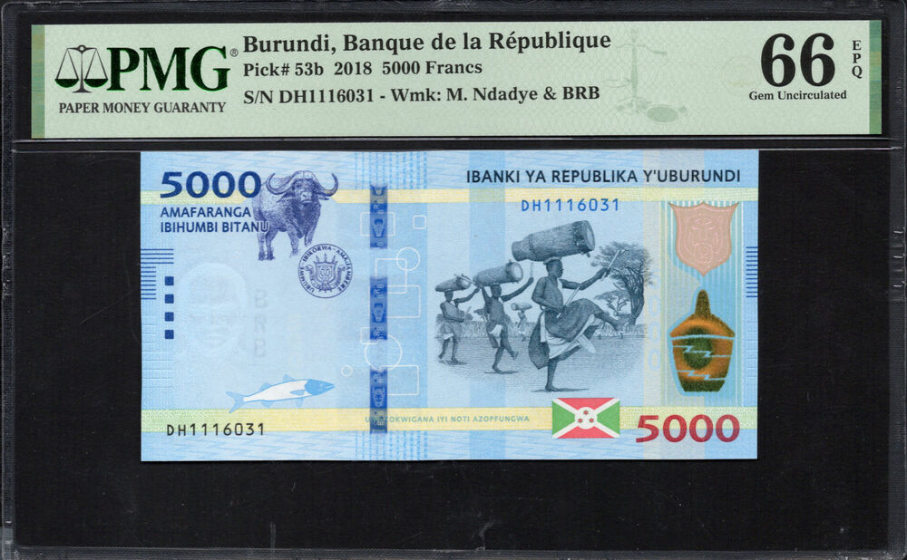 Burundi - 5.000 Francs 2018 - Pick # 53b - PMG 66 EPQ