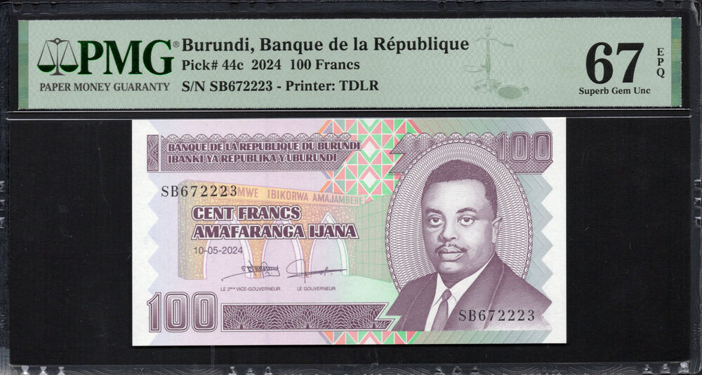Burundi - 100 Francs 2024 - Pick # 44c - PMG 67 EPQ