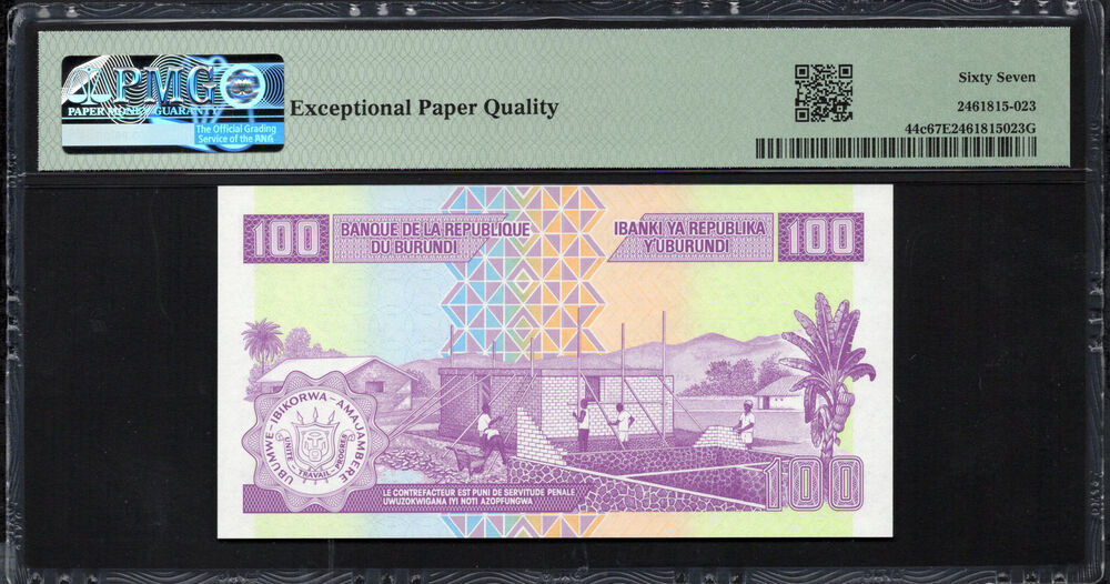 Burundi - 100 Francs 2024 - Pick # 44c - PMG 67 EPQ