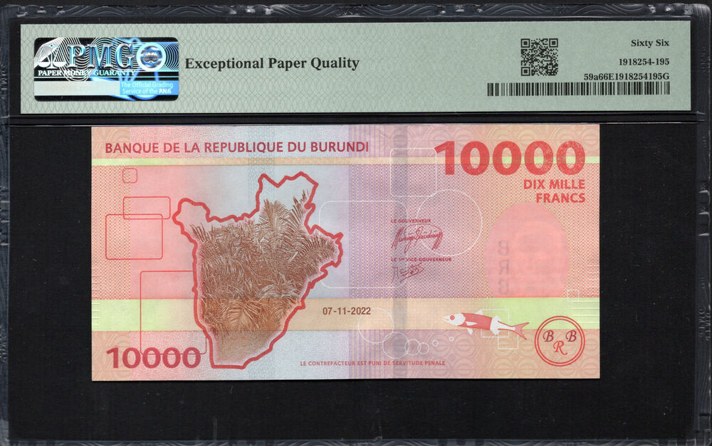 Burundi - 10.000 Francs 2022 - Pick # 59a - PMG 66 EPQ