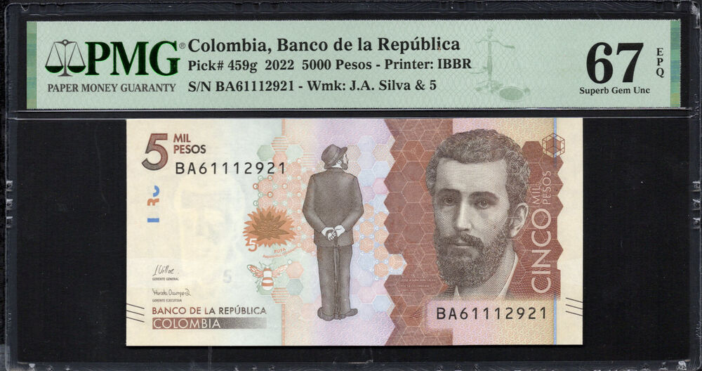 Colombia - 5.000 Pesos 2022 - Pick # 459g - PMG 67 EPQ