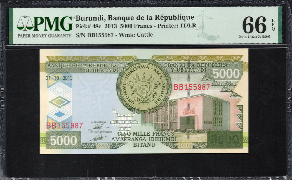 Burundi - 5.000 Francs 2013 - Pick # 48c - PMG 66 EPQ