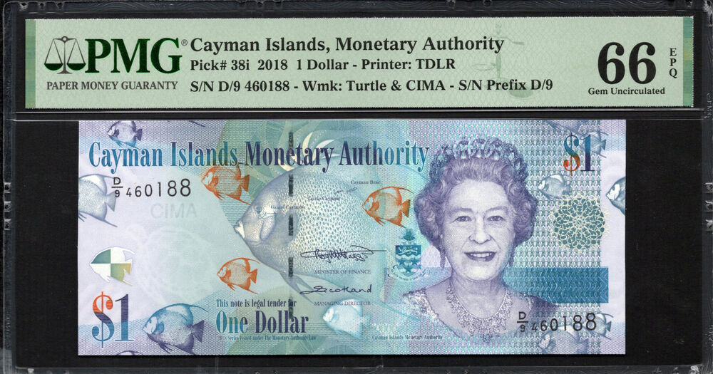 Cayman Islands - 1 Dollar 2018 - Pick # 38i - PMG 66 EPQ