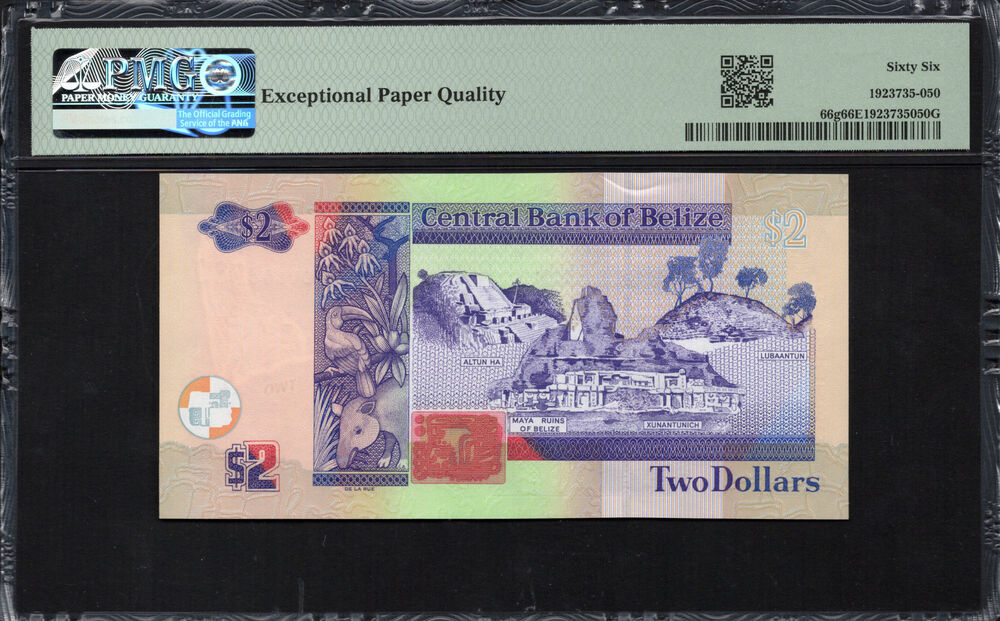 Belize - 2 Dollars 2021 - Pick # 66g - PMG 66 EPQ