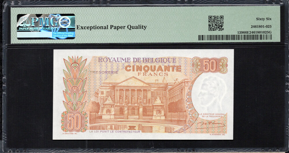Belgium - 50 Francs 1966 - Pick # 139 - PMG 66 EPQ
