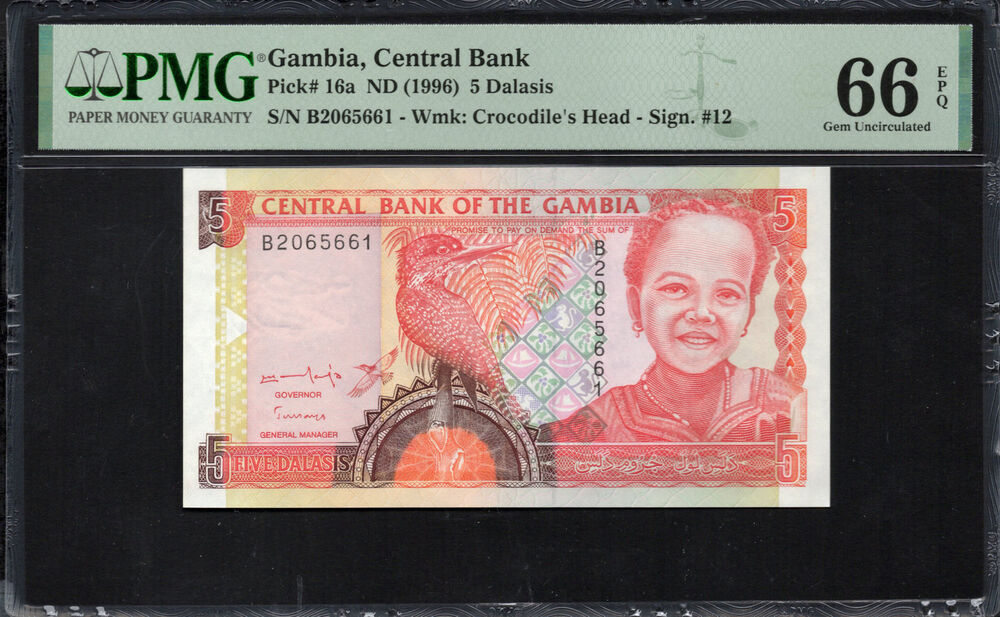 Gambia - 5 Dalasis ND (1996) - Pick # 16a - PMG 66 EPQ