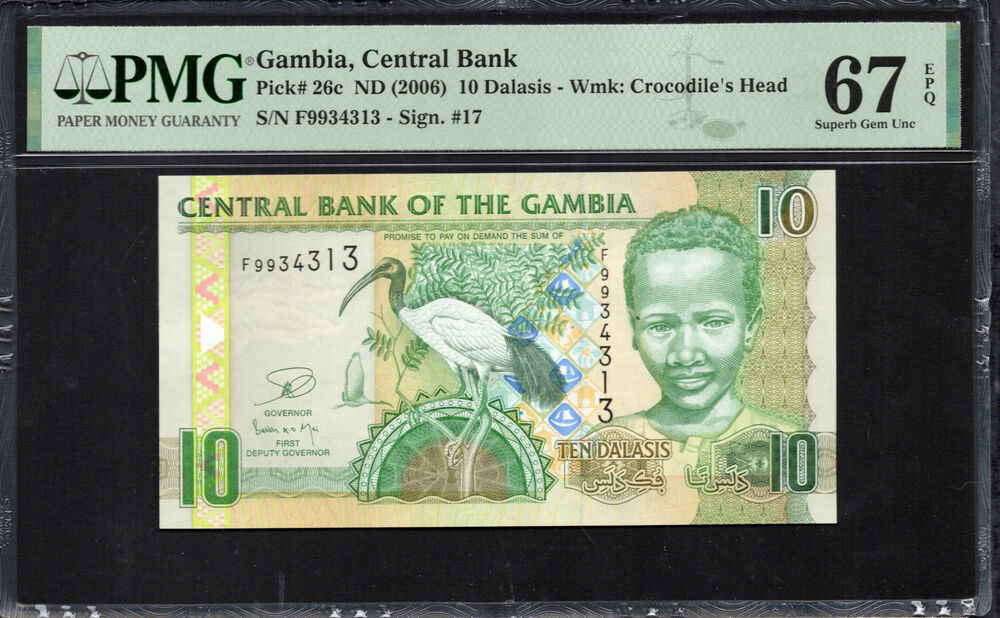 Gambia - 10 Dalasis ND (2006) - Pick # 26c - PMG 67 EPQ