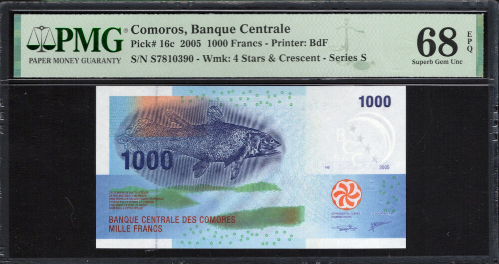 Comoros - 1.000 Francs 2005 - Pick # 16c - PMG 68 EPQ