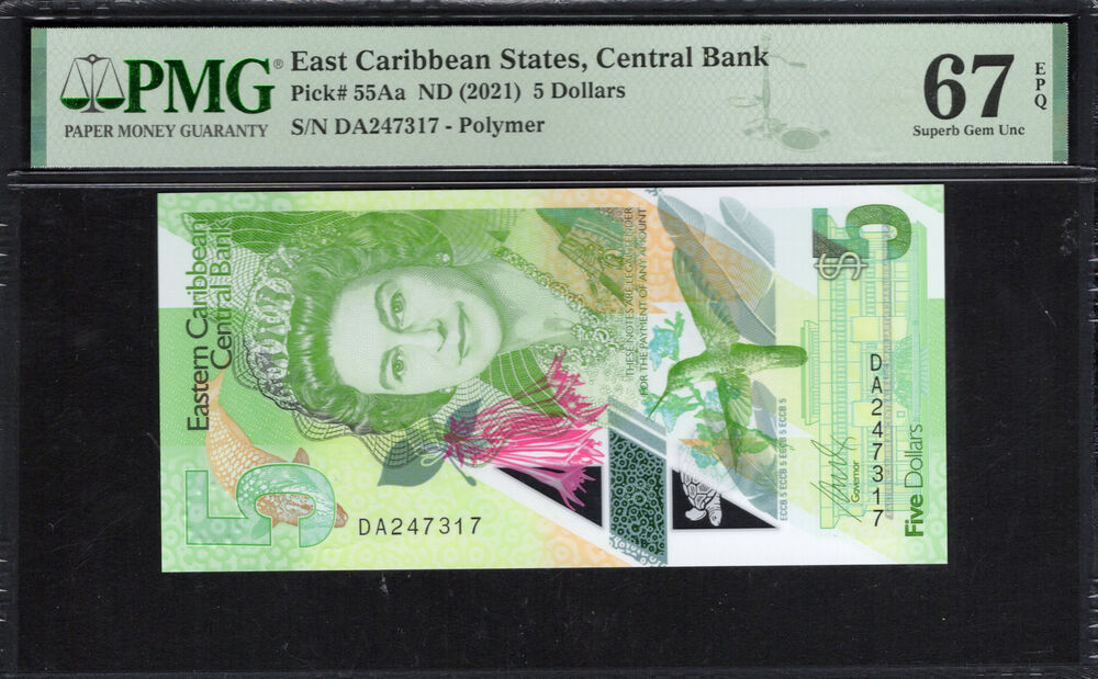 East Caribbean States - 5 Dollars 2021 - Pick # 55Aa - PMG 67 EPQ