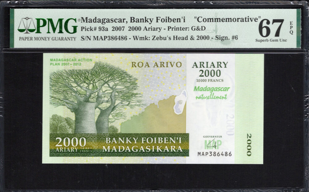 Madagascar - 2.000 Ariary 2000 - Pick # 93a - PMG 67 EPQ