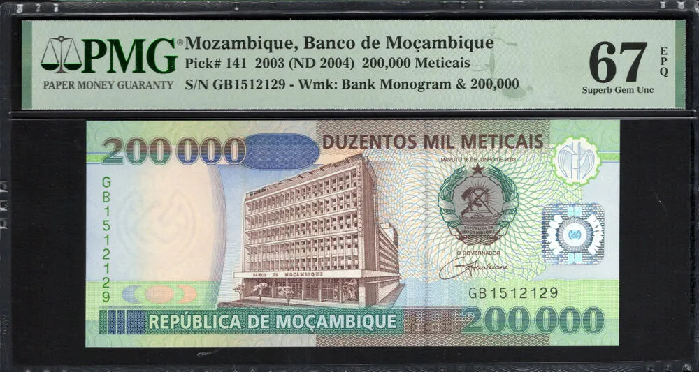 Mozambique - 200.000 Meticais 2003 - Pick # 141 - PMG 67 EPQ