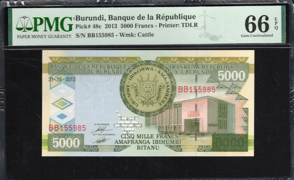 Burundi - 5.000 Francs 2013 - Pick # 48c - PMG 66 EPQ