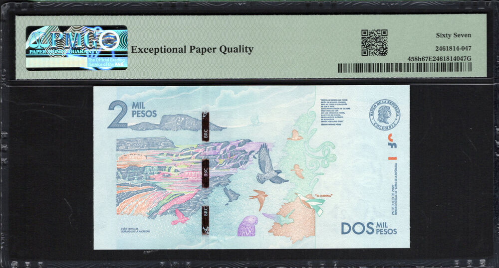 Colombia - 2.000 Pesos 2022 - Pick # 458n - PMG 67 EPQ
