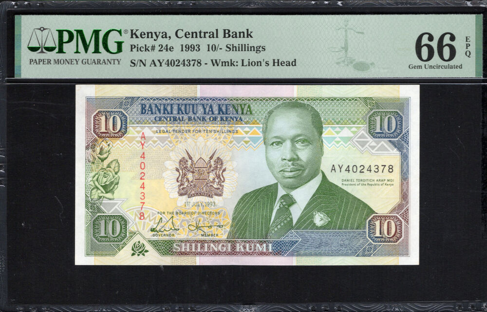 Kenya - 10 Shillings 1993 - Pick # 24e - PMG 66 EPQ