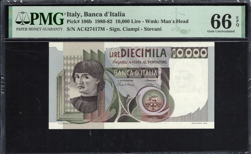 Italy - 10.000 Lire 1980 - Pick # 106b - PMG 66 EPQ