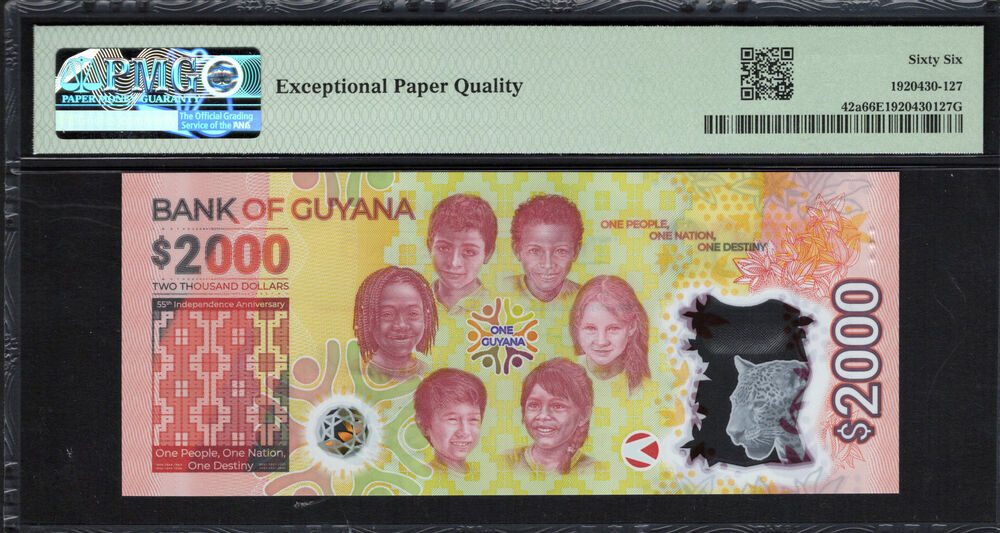 Guyana - 2.000 Dollars 2022 - Pick # 42a - PMG 66 EPQ