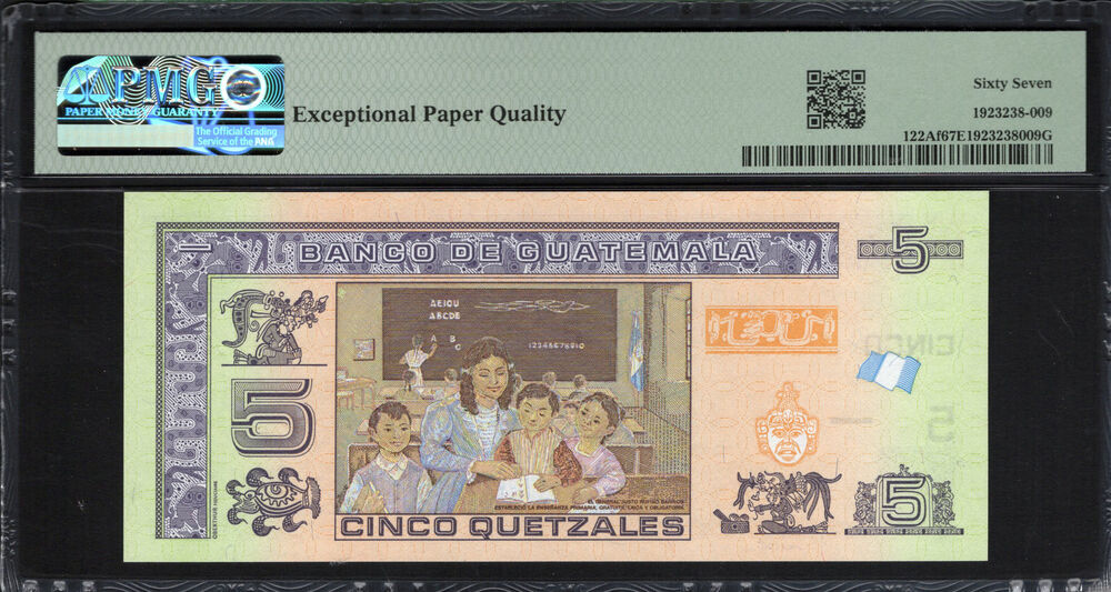 Guatemala - 5 Quetzales 2022 - Pick # 122Af - PMG 67 EPQ