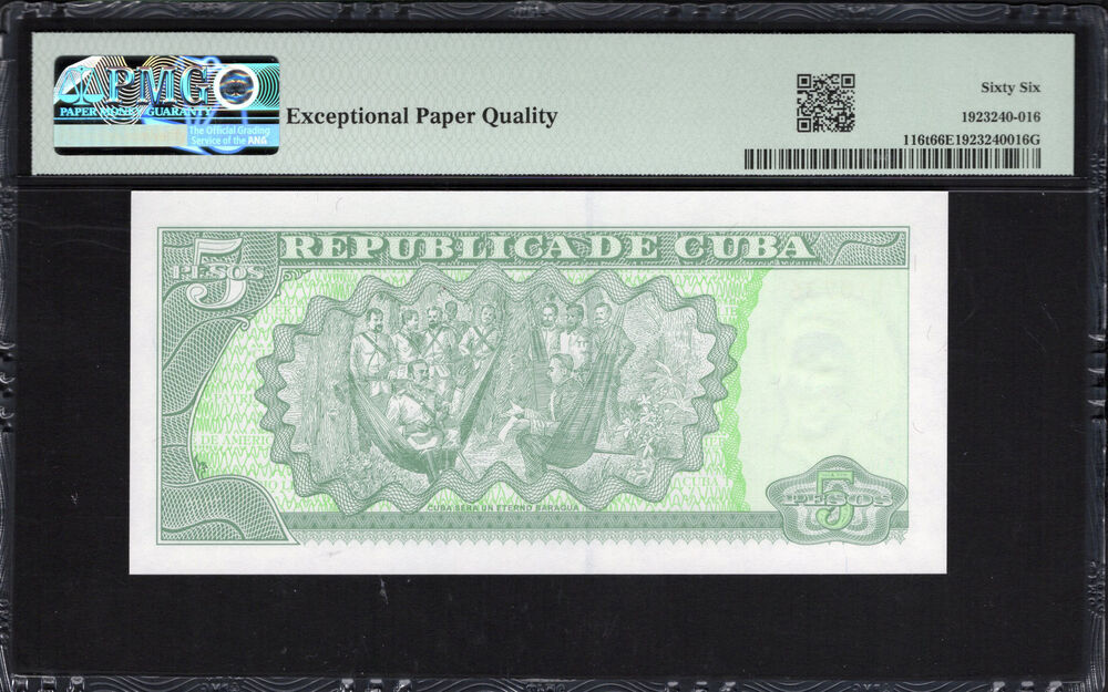 Cuba - 5 Pesos 2019 - Pick # 116t - PMG 66 EPQ