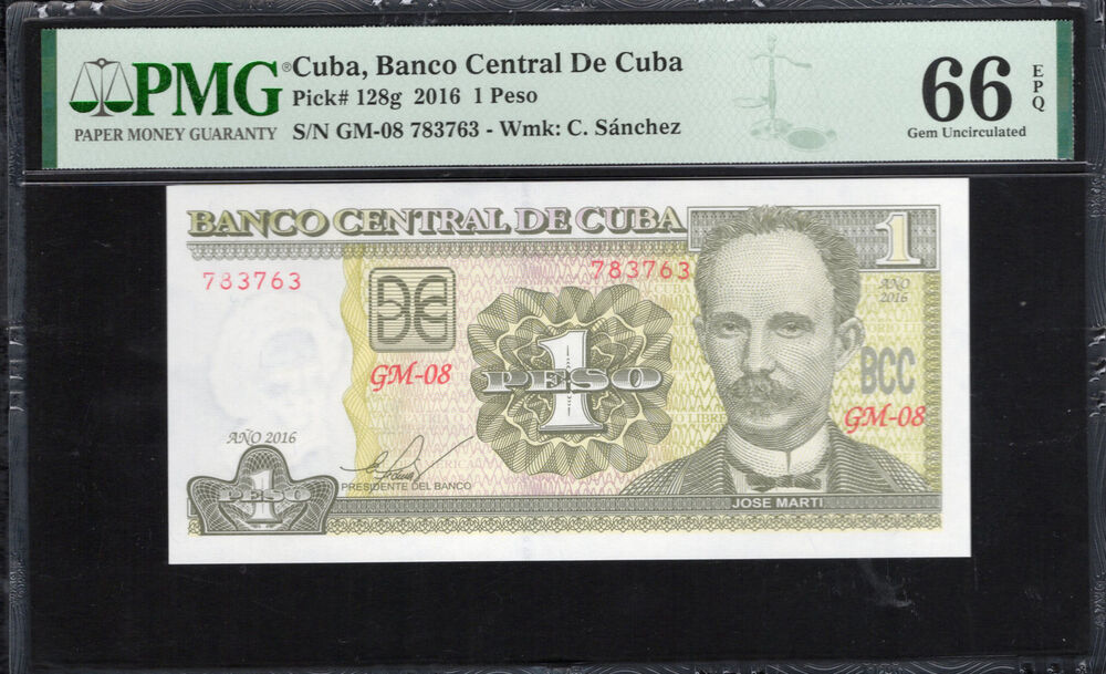 Cuba - 1 Peso 2016 - Pick # 128g - PMG 66 EPQ