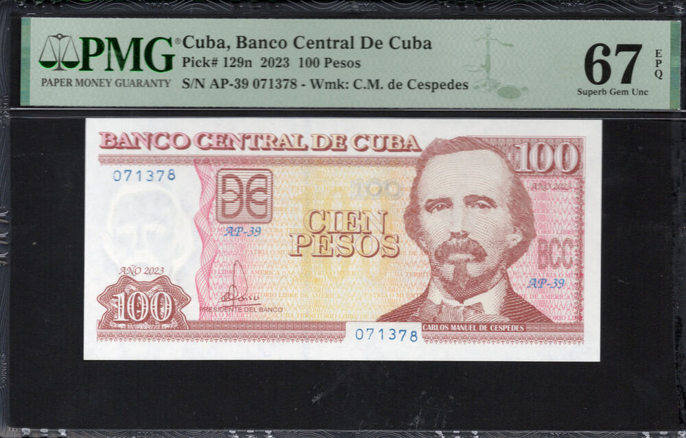 Cuba - 100 Pesos 2023 - Pick # 129n - PMG 67 EPQ