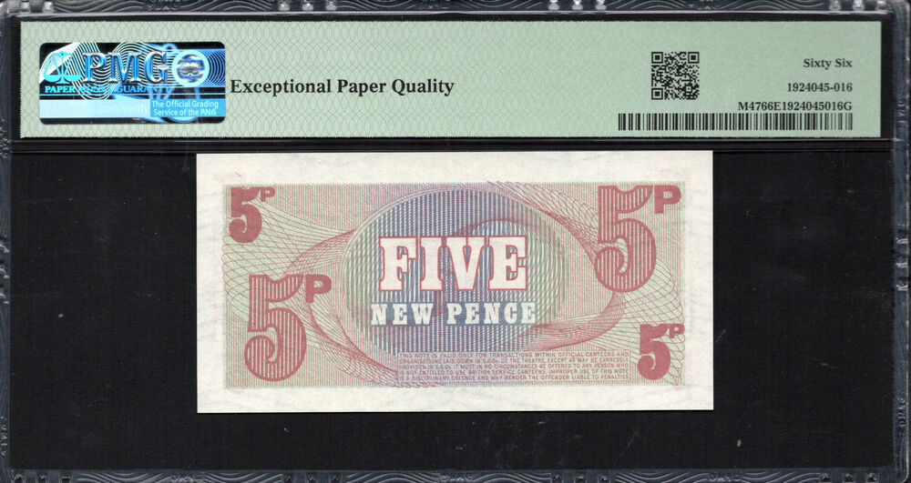 Great Britain - 5 New Pence 1972 - Pick # M47 - PMG 66 EPQ