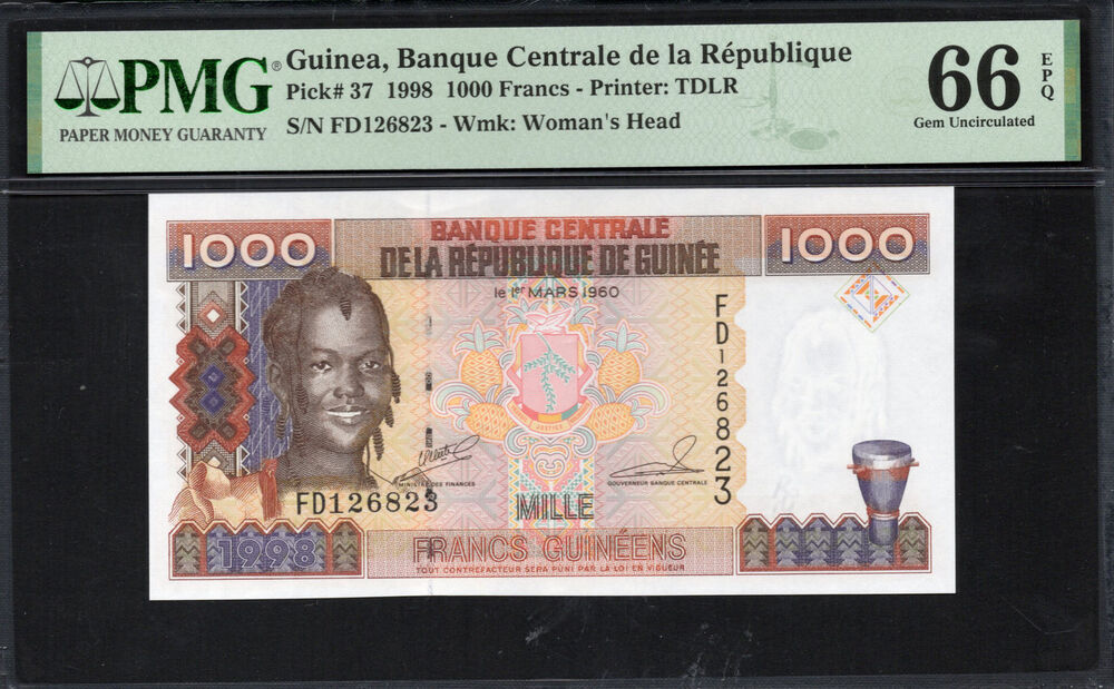 Guinea - 1.000 Francs Guinéens 1998 - Pick # 37 - PMG 66 EPQ