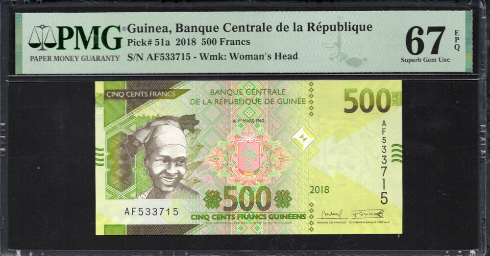 Guinea - 500 Francs 2018 - Pick # 51a - PMG 67 EPQ