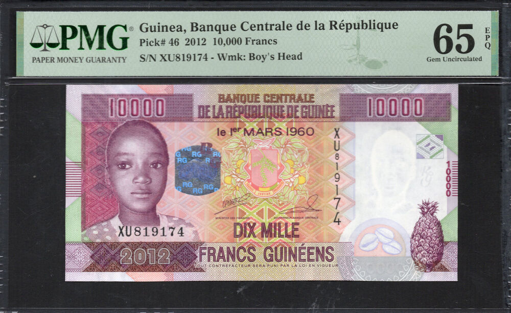 Guinea - 10.000 Francs 2012 - Pick # 46 - PMG 65 EPQ