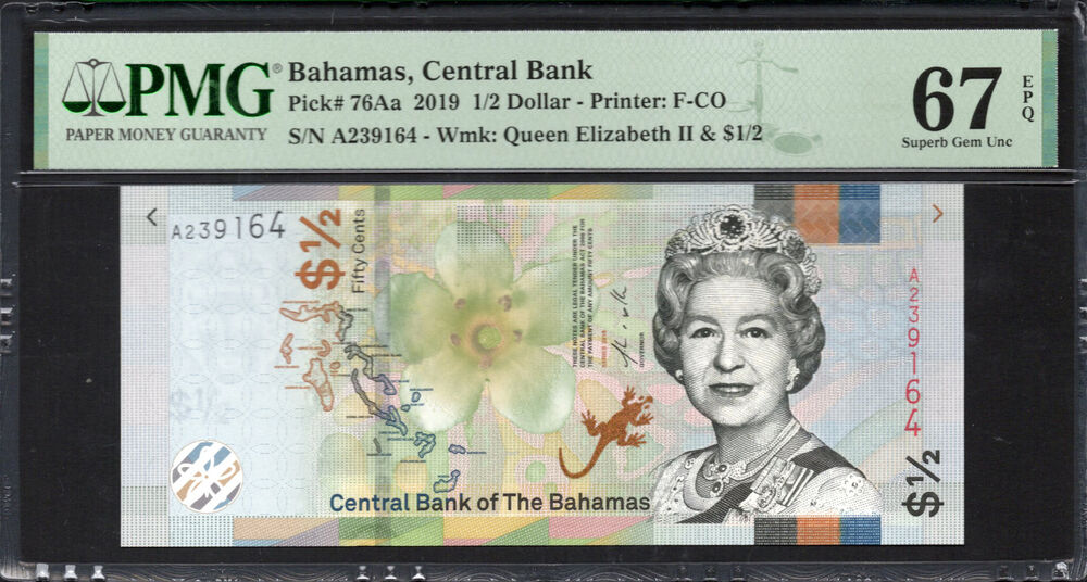 Bahamas - Half Dollar 2019 - Pick # 76Aa - PMG 67 EPQ