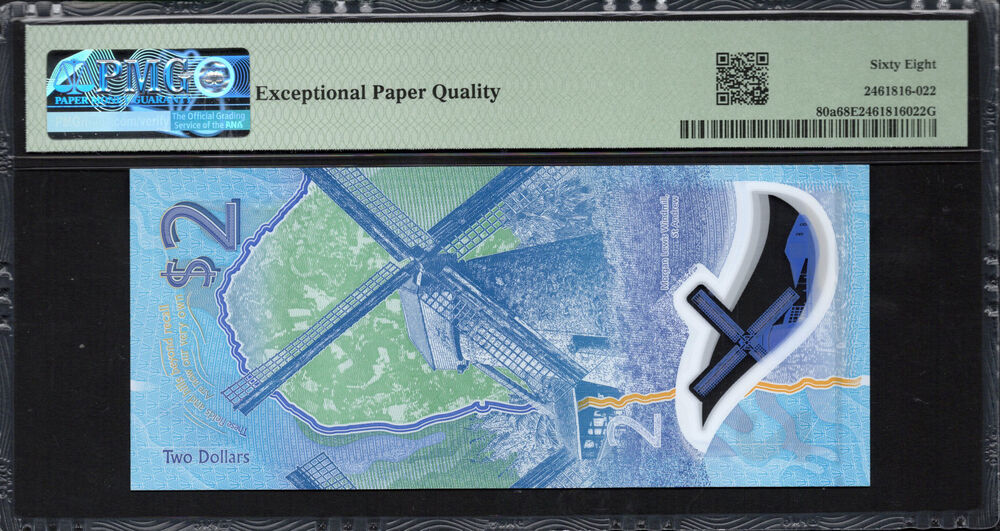 Barbados - 2 Dollars 2022 - Pick # 80a - PMG 68 EPQ