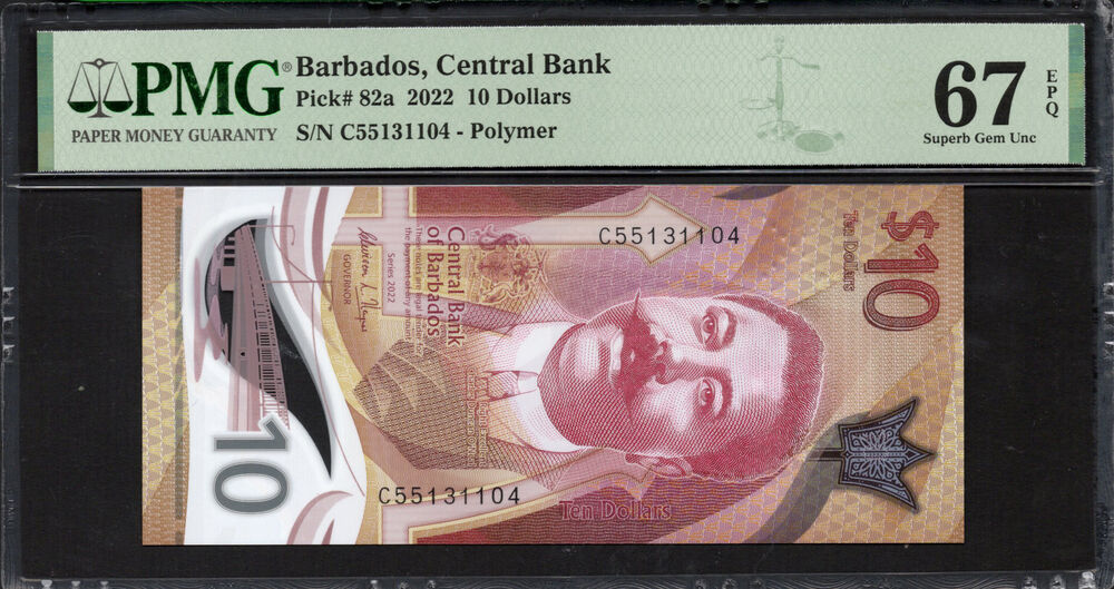 Barbados - 10 Dollars 2022 - Pick # 82a - PMG 67 EPQ