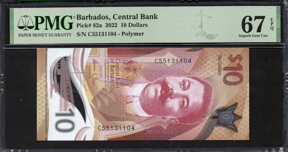 Barbados - 10 Dollars 2022 - Pick # 82a - PMG 67 EPQ
