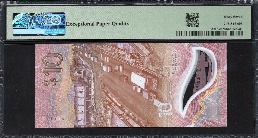 Barbados - 10 Dollars 2022 - Pick # 82a - PMG 67 EPQ