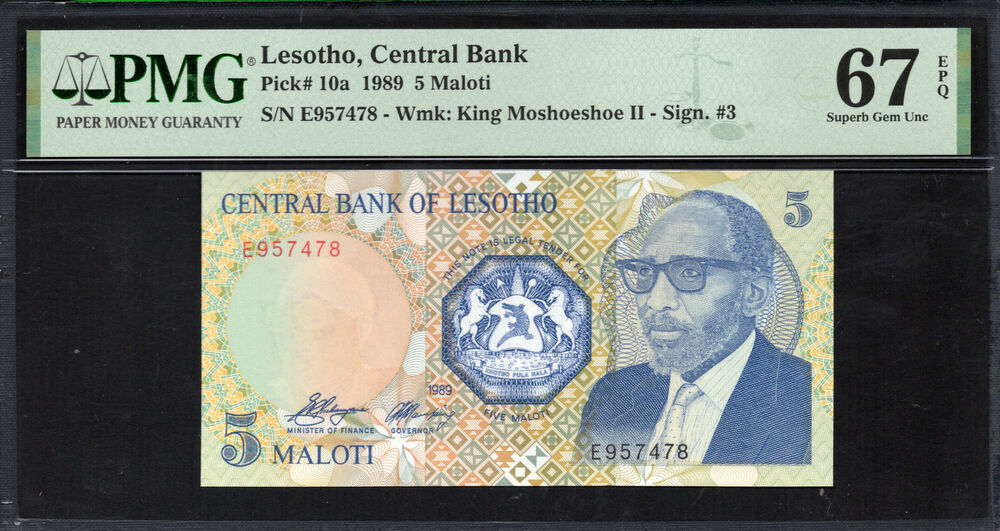 Lesotho - 5 Maloti 1989 - Pick # 10a - PMG 67 EPQ