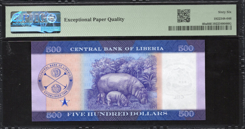 Liberia - 500 Dollars 2022 - Pick # 40a - PMG 66 EPQ