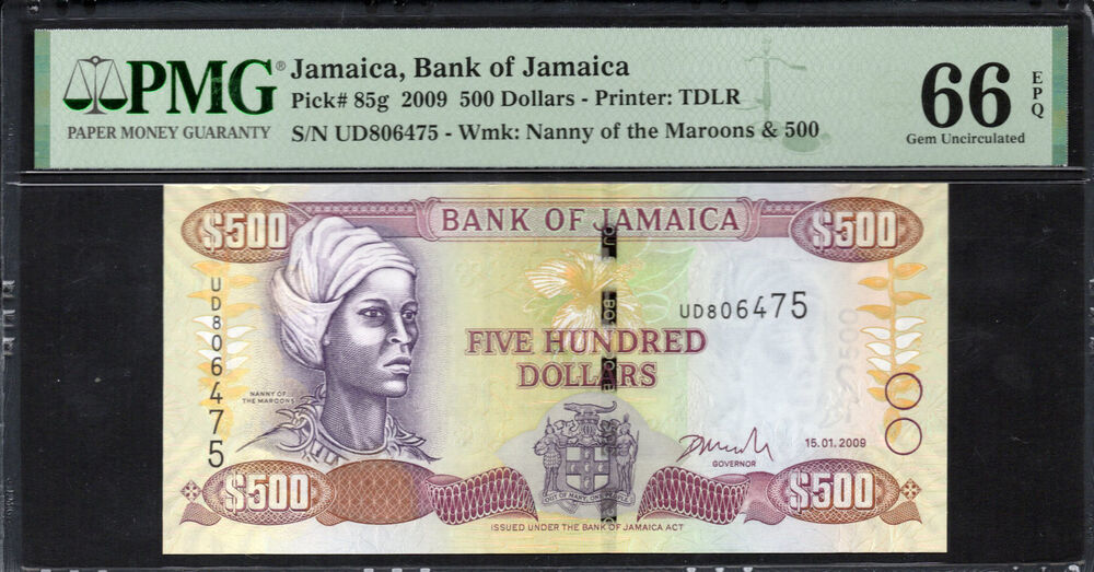 Jamaica - 500 Dollars 2009 - Pick # 85g - PMG 66 EPQ