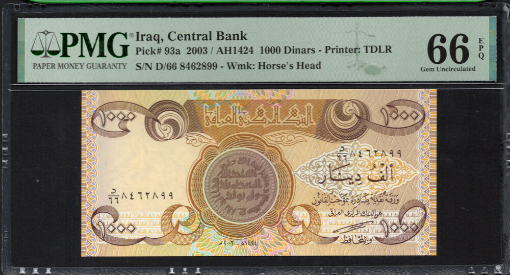 Iraq - 1.000 Dinars 2003 - Pick # 93a - PMG 66 EPQ