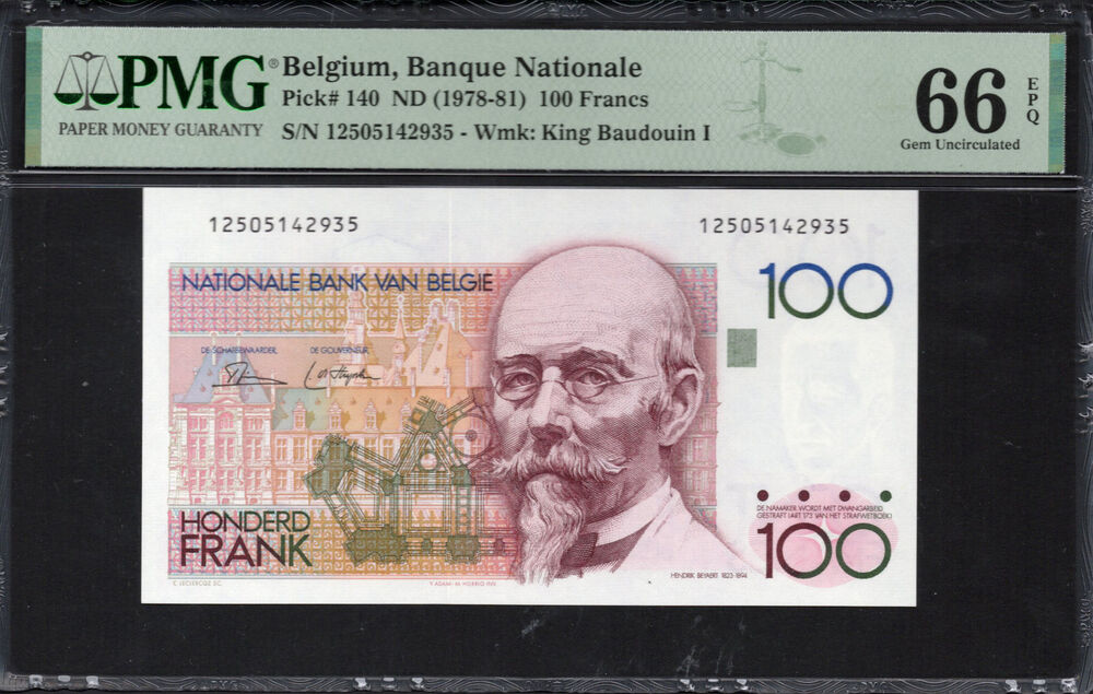 Belgium - 100 Francs 1978 - Pick # 140 - PMG 66 EPQ