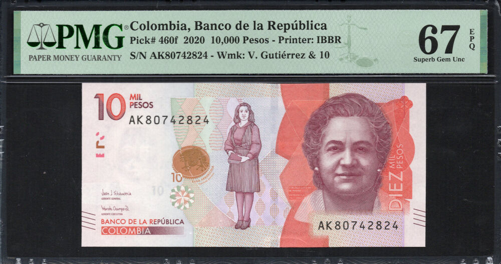 Colombia - 10.000 Pesos 2020 - Pick # 460f - PMG 67 EPQ