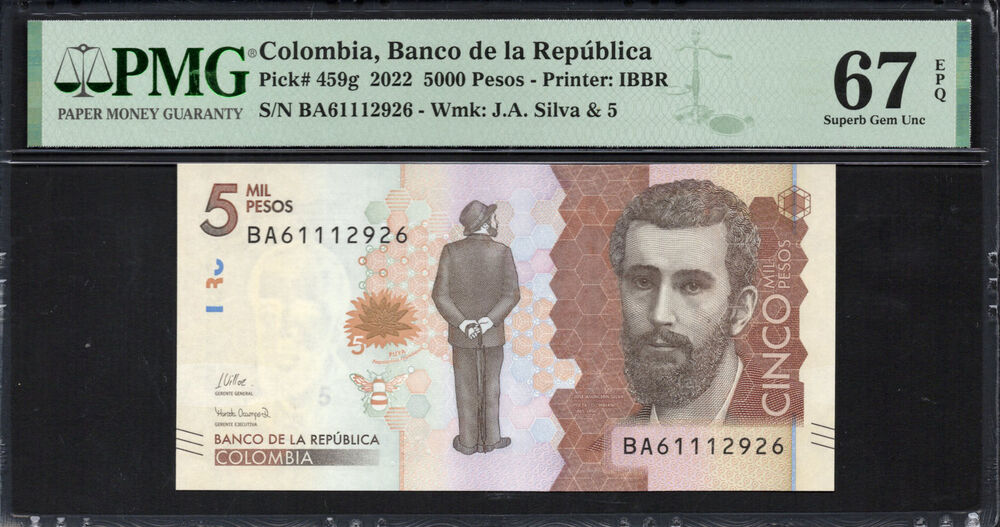Colombia - 5.000 Pesos 2022 - Pick # 459g - PMG 67 EPQ