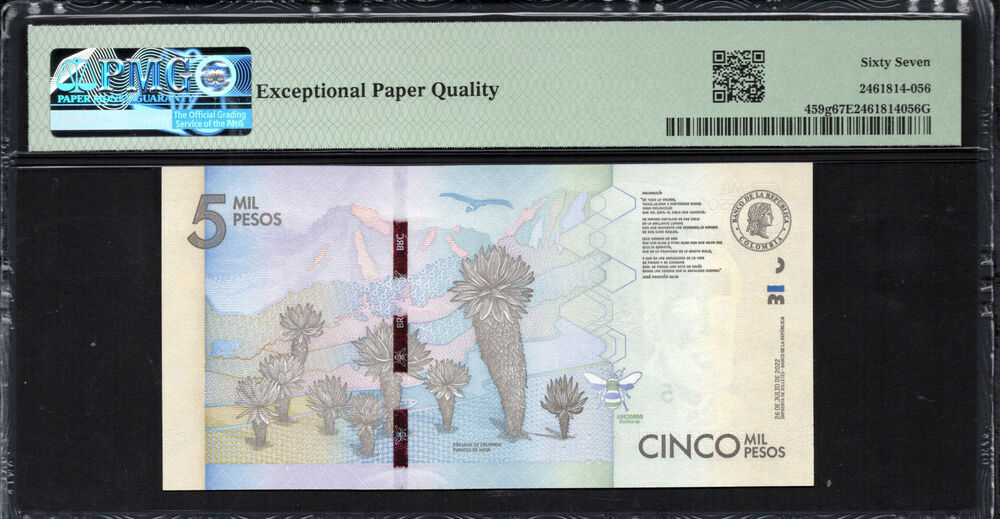 Colombia - 5.000 Pesos 2022 - Pick # 459g - PMG 67 EPQ
